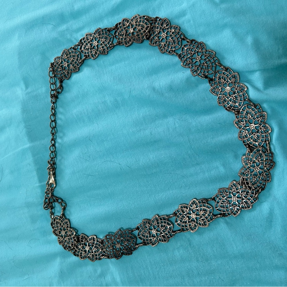 Chico's Antique silver  Filigree Floral Belt